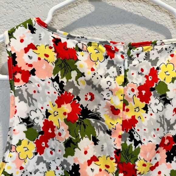 NWT Likely White Vibrant Floral Faux Wrap Sleeveless Ruffle Mini Dress - Size 8 - Picture 9 of 9